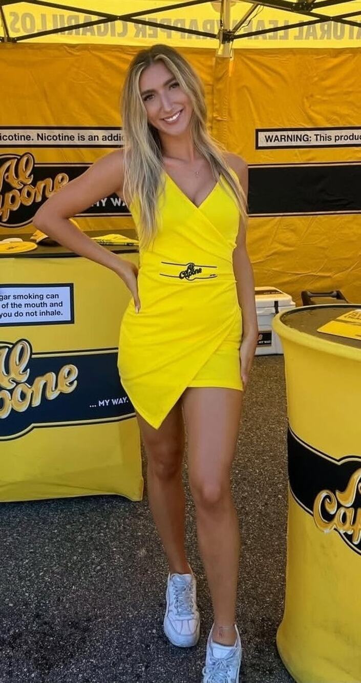 Al Capone Cigar Co. Racing Sexy Yellow Wrap Mini Dress Spaghetti Straps Size M